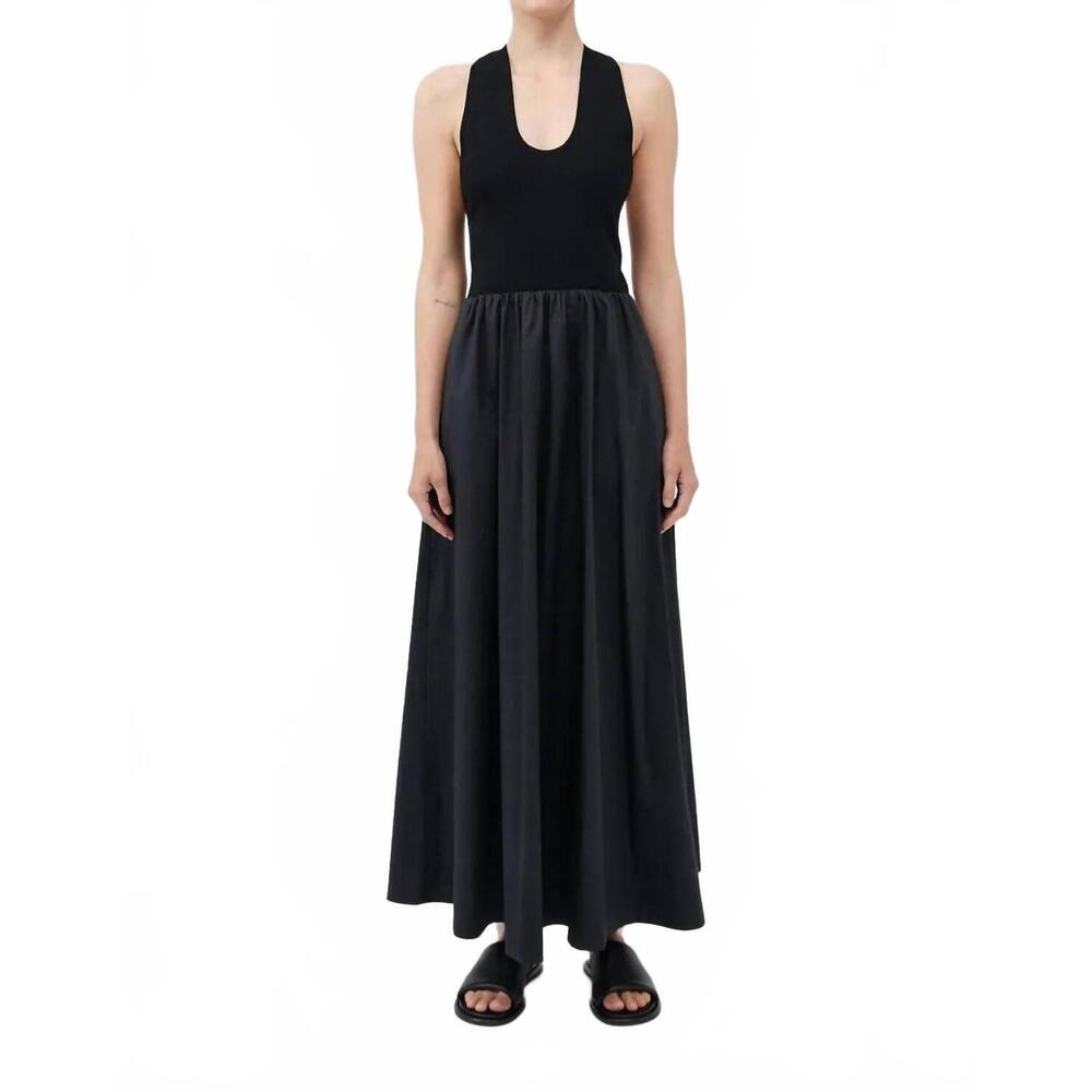 NEW ST. AGNI plunge neck dress in black